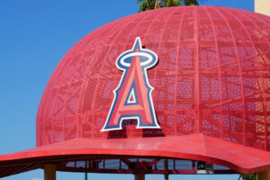 Angels baseball cap at the Angel Stadium