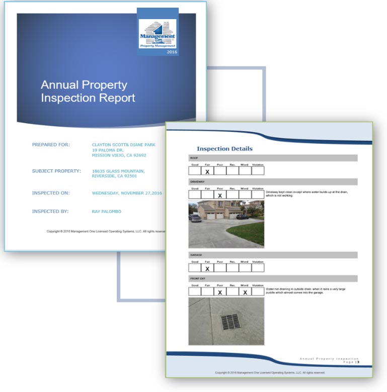 screen grab of Management One Annual Inspection Report to Property Owners