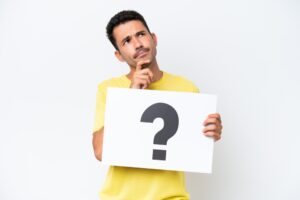 Man with question mark symbol
