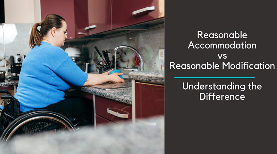 Woman in a wheelchair washing a dish at an accessibility modified kitchen sink
